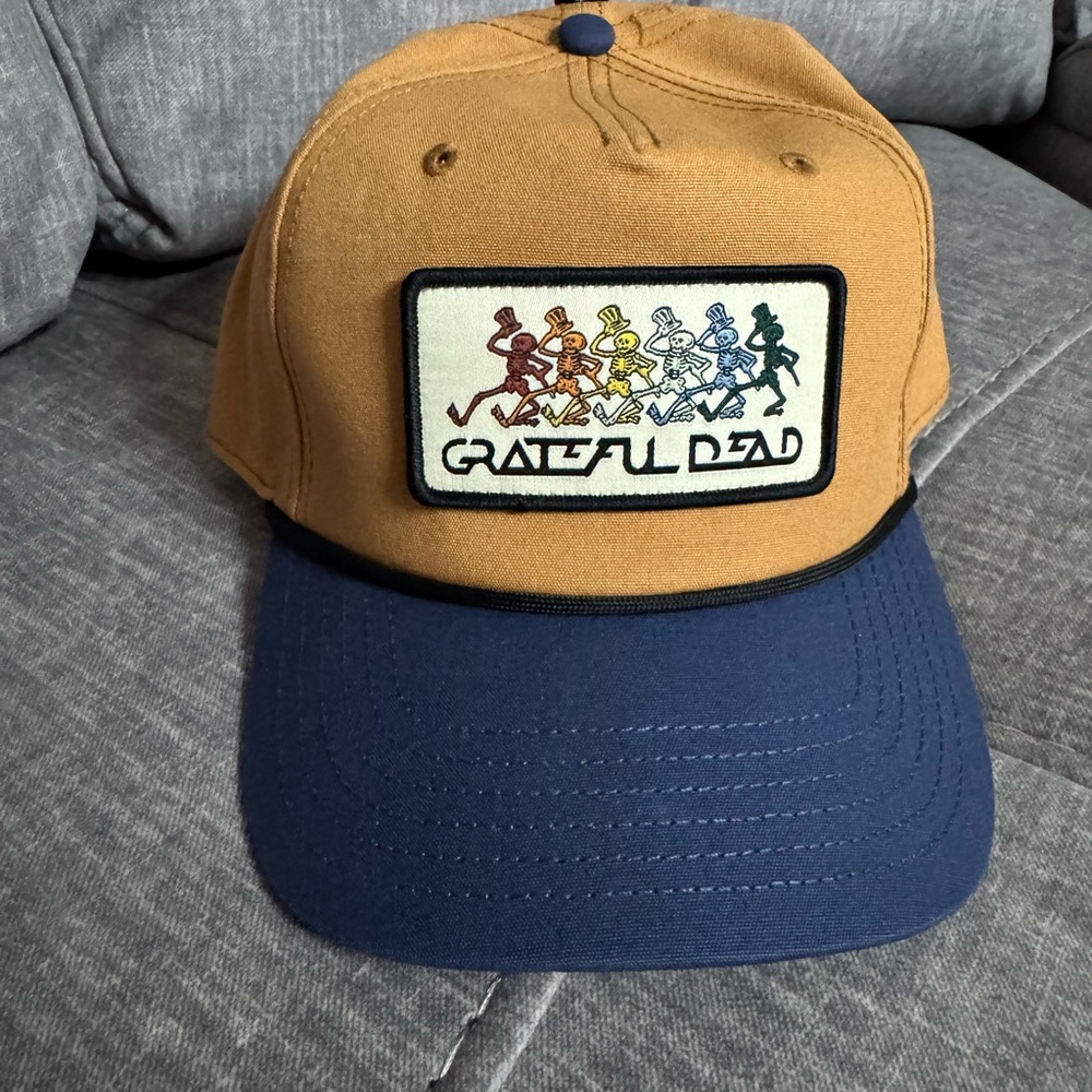 Grateful Dead Brown and Navy Trucker Hat with Rainbow Dancing Bears Patch